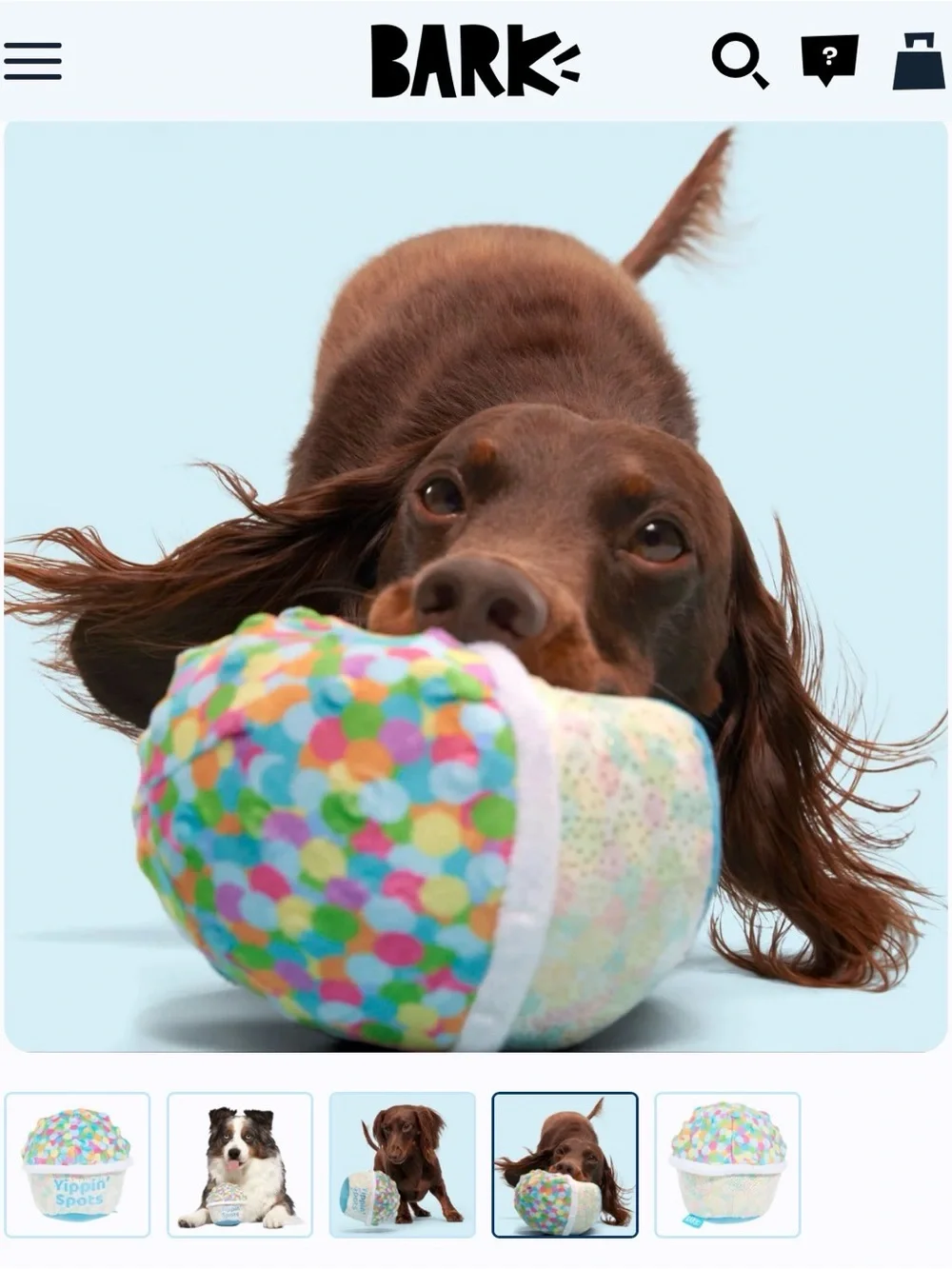 BARK Yippin' Spots Ice Cream Plush Fetch Dog Toy